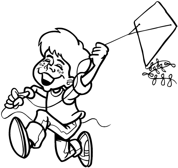 Boy flying a kite vinyl decal. Customize on line. Spring 086-0080